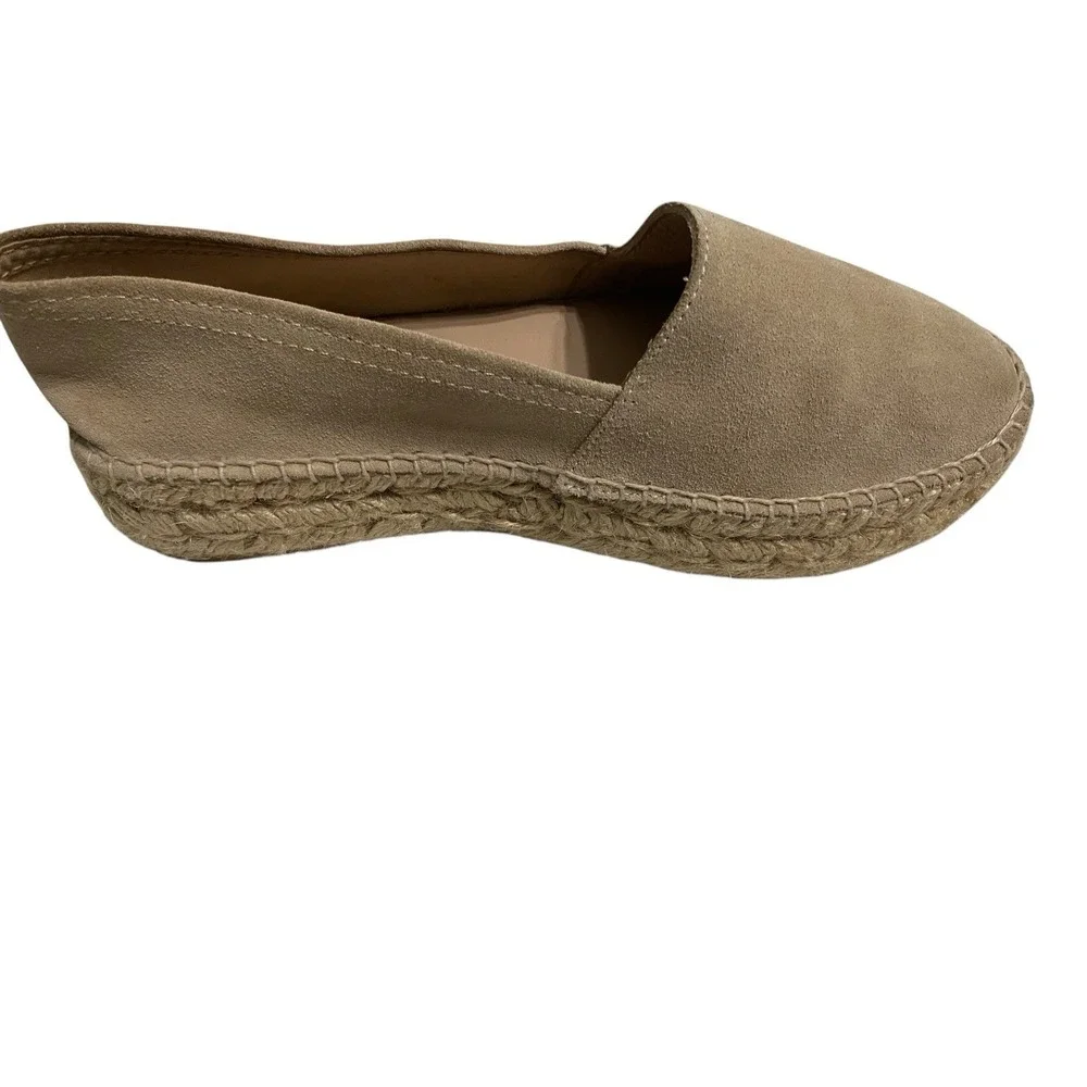 Viguera Suede Espadrille Loafers Flats Beige Taupe Made in Spain Women's 8 EU 38